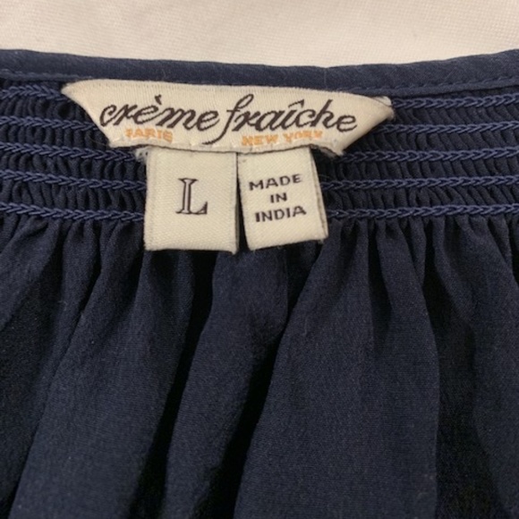 Creme Fraiche Navy Blue Loose Puffy Sleeve Blouse - Picture 5 of 6